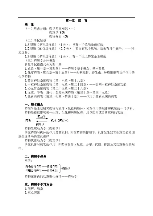 执业药师考试笔记--药理学