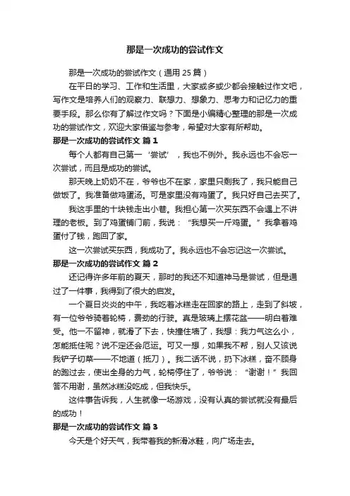 那是一次成功的尝试作文（通用25篇）