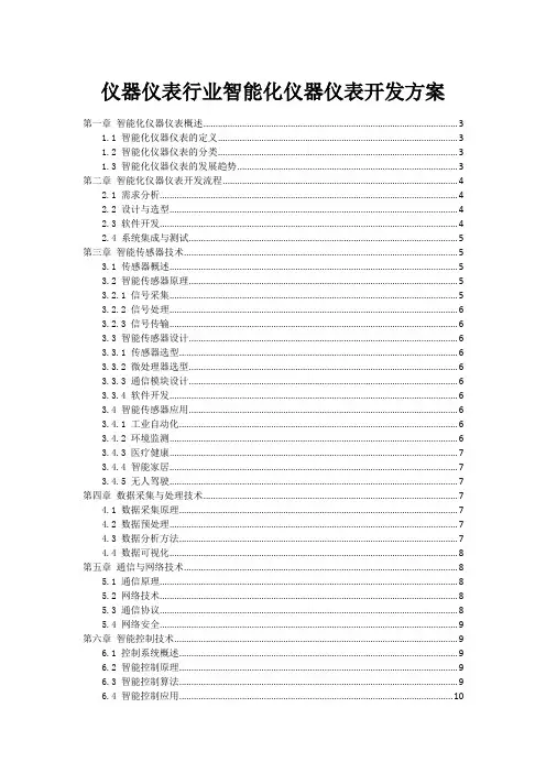 仪器仪表行业智能化仪器仪表开发方案