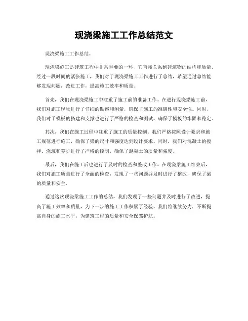 现浇梁施工工作总结范文