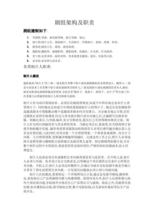 剧组架构及职责
