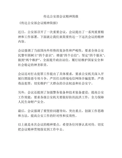 传达公安部会议精神简报