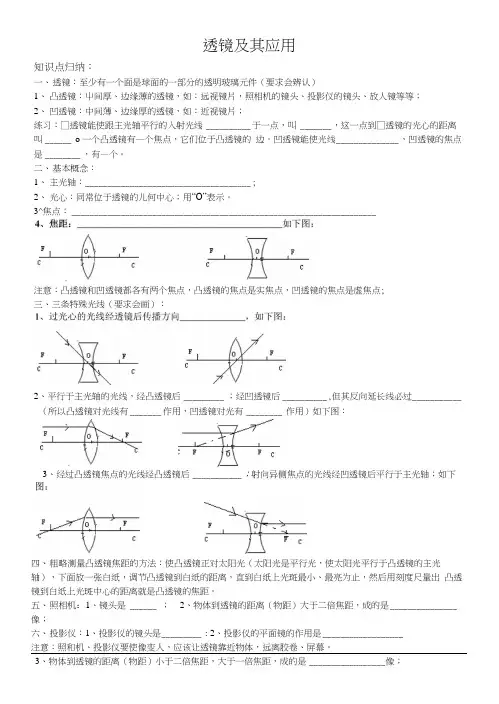 初二物理透镜及其应用知识点及试题1.docx