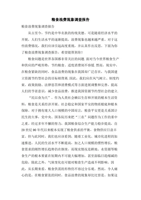 粮食浪费现象调查报告