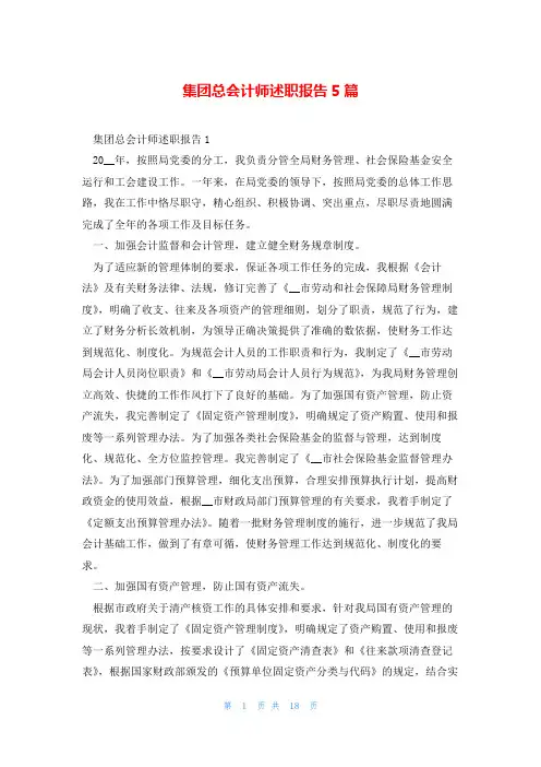 集团总会计师述职报告5篇
