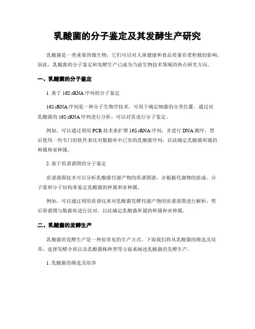 乳酸菌的分子鉴定及其发酵生产研究