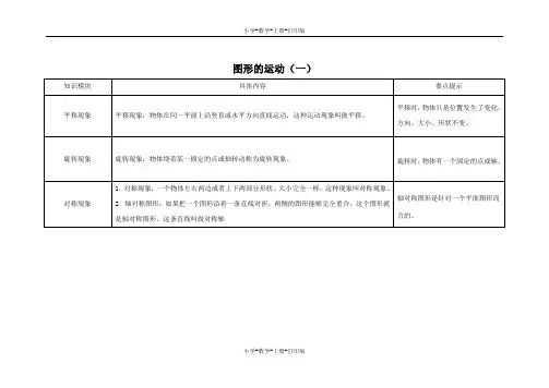 冀教版-数学-三年级上册-知识梳理 图形的运动(一)