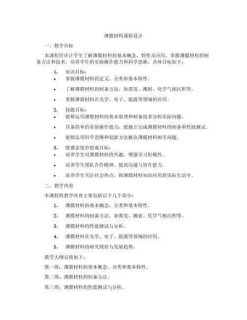薄膜材料课程设计