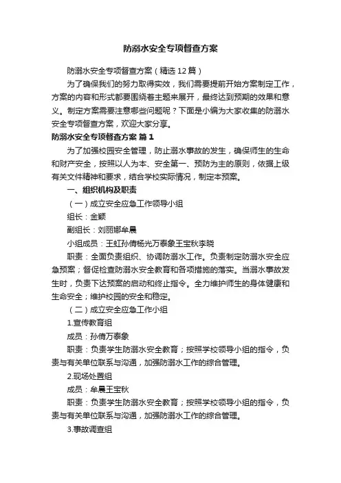 防溺水安全专项督查方案