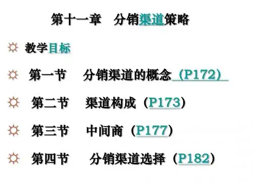 第十一章 分销渠道策略