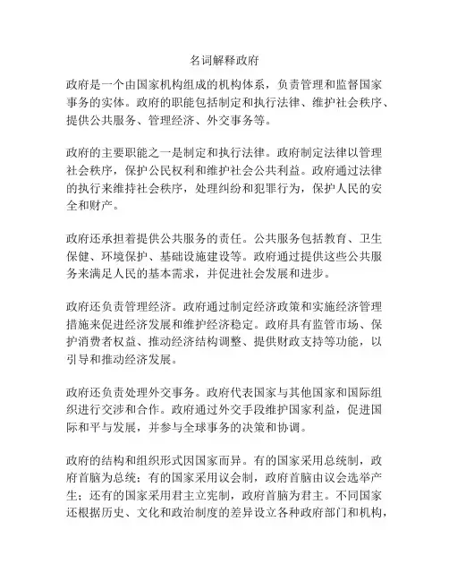 名词解释政府