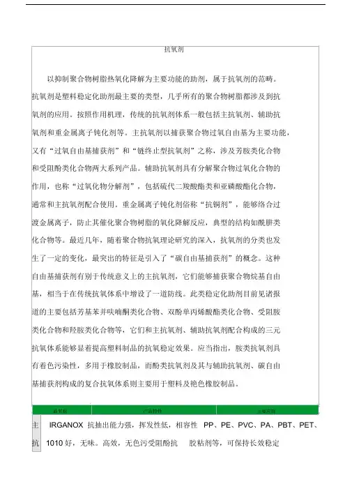 德国巴斯夫抗氧剂及紫外线吸收剂.docx