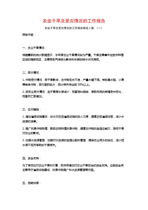 农业干旱及受灾情况的工作报告2篇