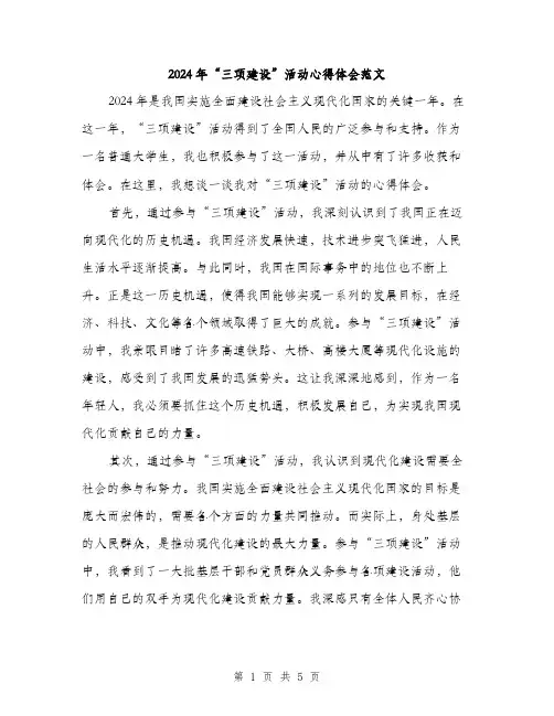 2024年“三项建设”活动心得体会范文(3篇)