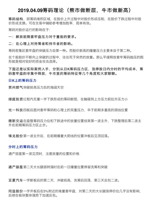 2019.04.09筹码理论（熊市做断层，牛市做新高）