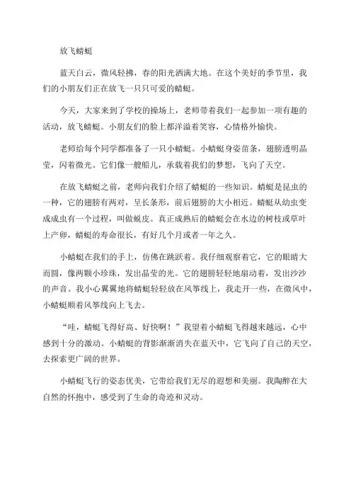 三年级下语文补充素材19放飞蜻蜓