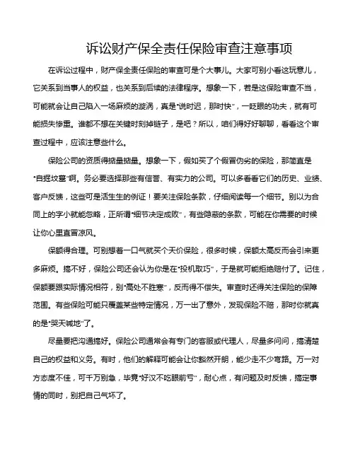 诉讼财产保全责任保险审查注意事项