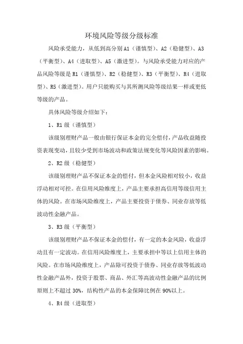 环境风险等级分级标准