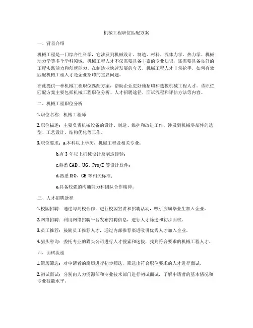 机械工程职位匹配方案