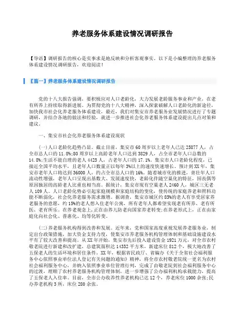 养老服务体系建设情况调研报告