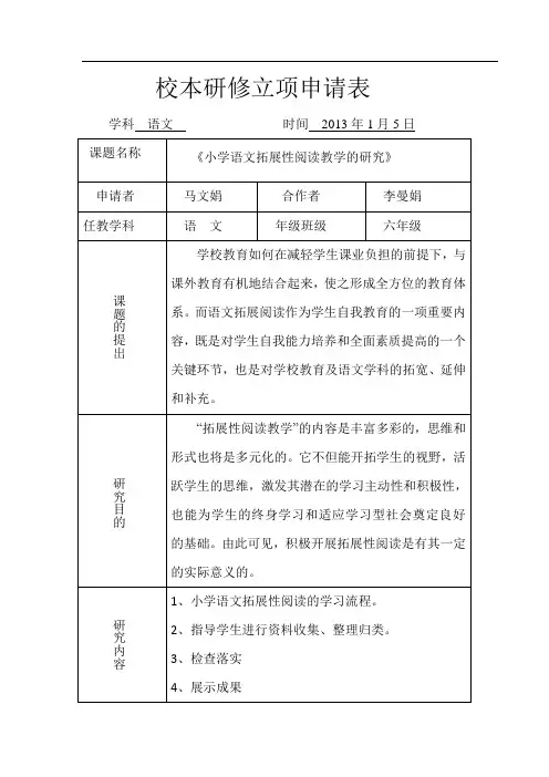 校本研修立项申请表