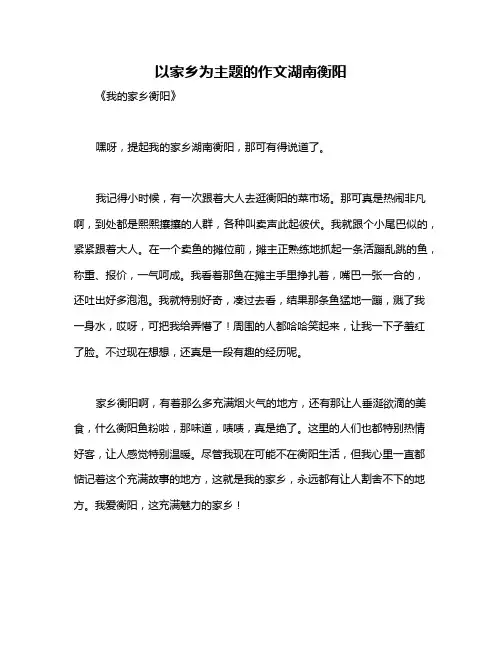以家乡为主题的作文湖南衡阳