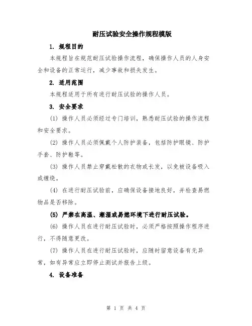 耐压试验安全操作规程模版