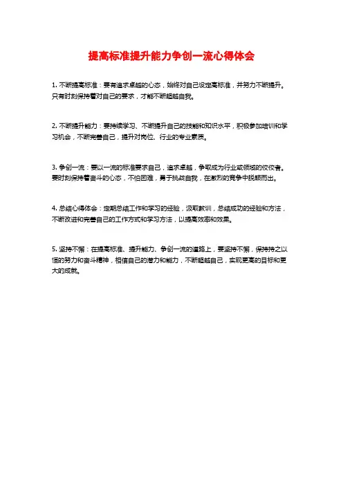 提高标准提升能力争创一流心得体会