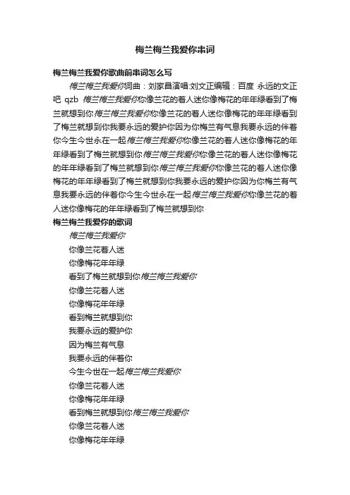 梅兰梅兰我爱你串词