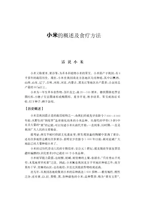 小米概述及食疗方法