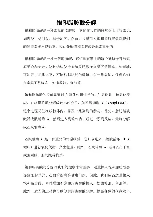 饱和脂肪酸分解