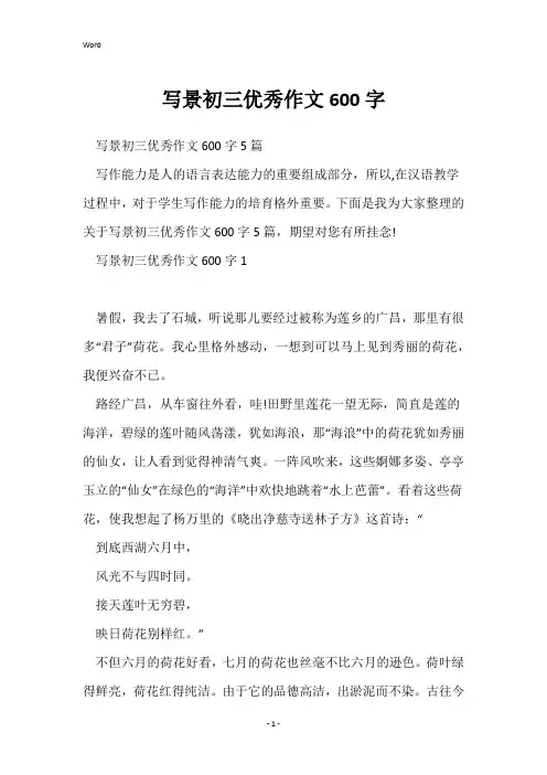 写景初三优秀作文600字
