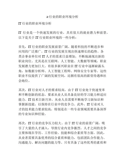 it行业的职业环境分析