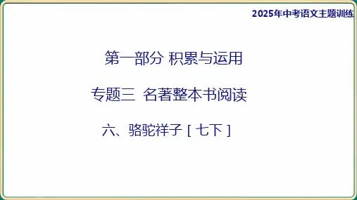 2025中考语文专项复习   名著整本书阅读  骆驼祥子[七下]