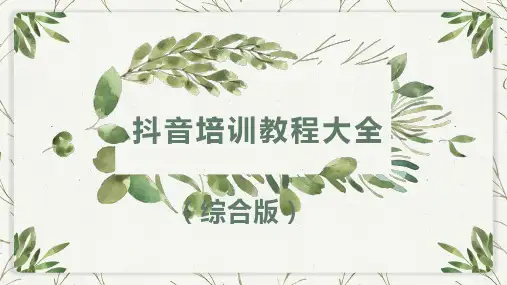 抖音培训教程大全(综合版)