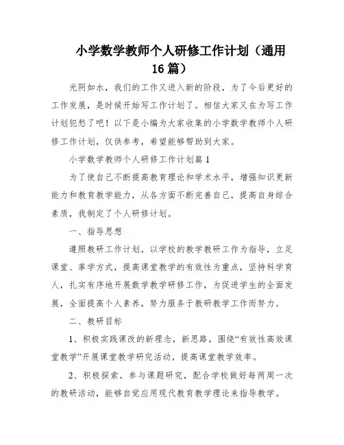 小学数学教师个人研修工作计划(通用16篇)