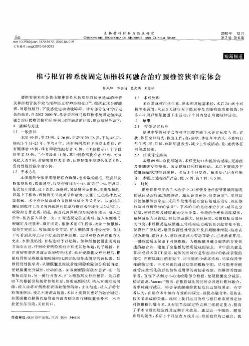 椎弓根钉棒系统固定加椎板间融合治疗腰椎管狭窄症体会