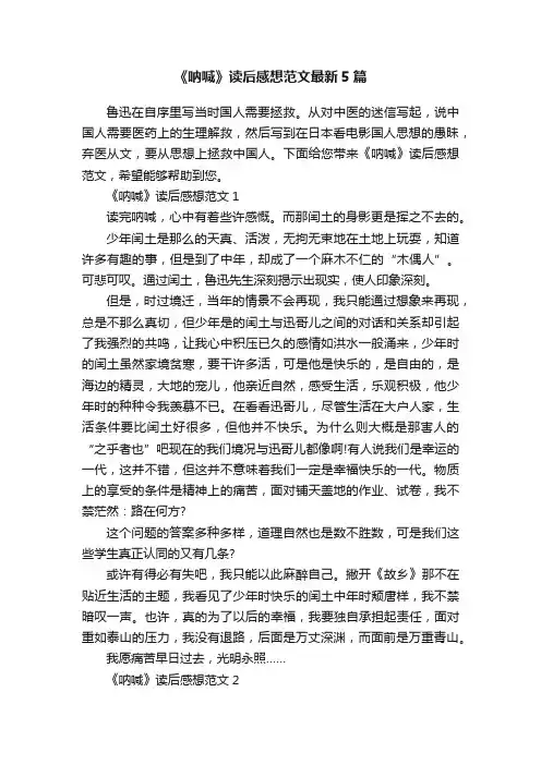 《呐喊》读后感想范文最新5篇