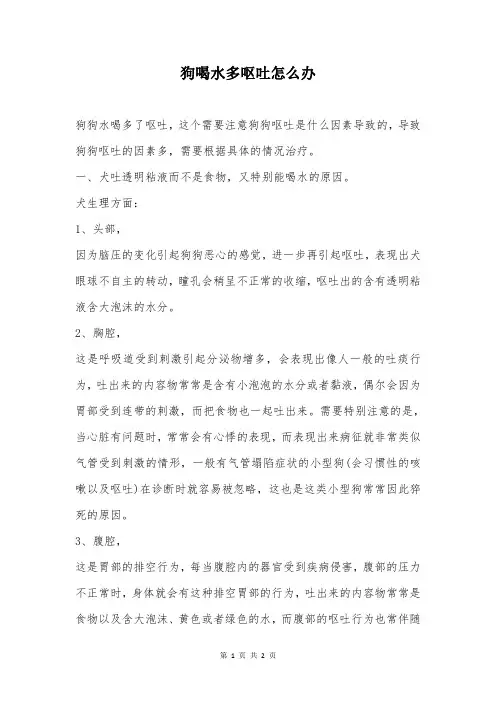 狗喝水多呕吐怎么办