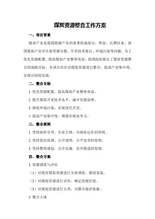 煤炭资源整合工作方案