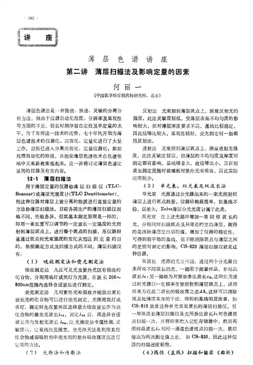 薄层色谱讲座第二讲薄层扫描法及影响定量的因素