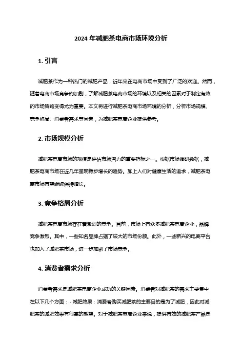 2024年减肥茶电商市场环境分析