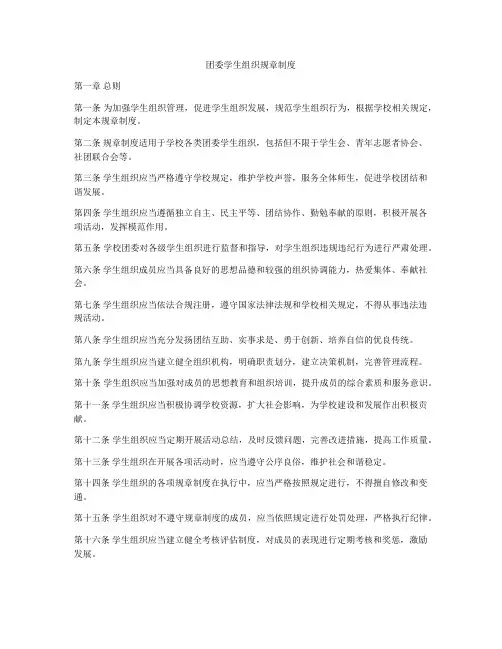 团委学生组织规章制度