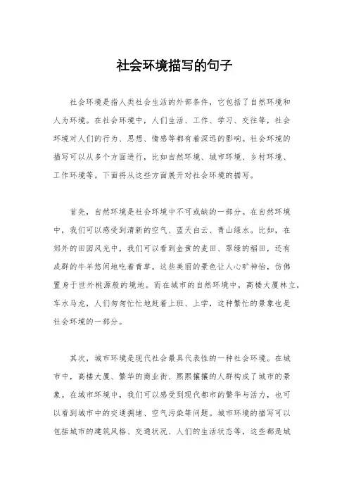 社会环境描写的句子