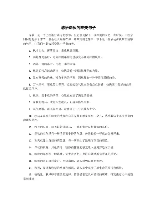 感悟深秋的唯美句子