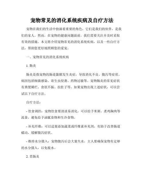 宠物常见的消化系统疾病及自疗方法