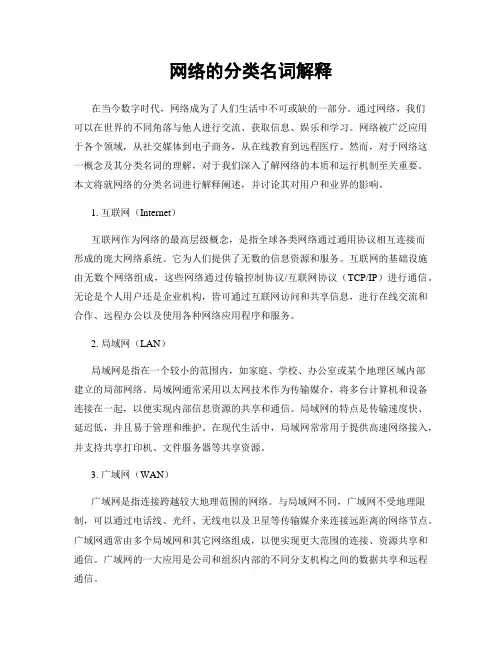 网络的分类名词解释