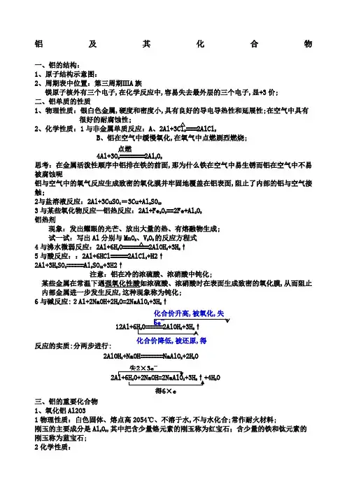 铝及其化合物知识点