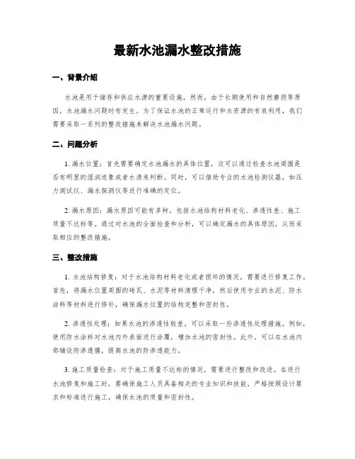 最新水池漏水整改措施