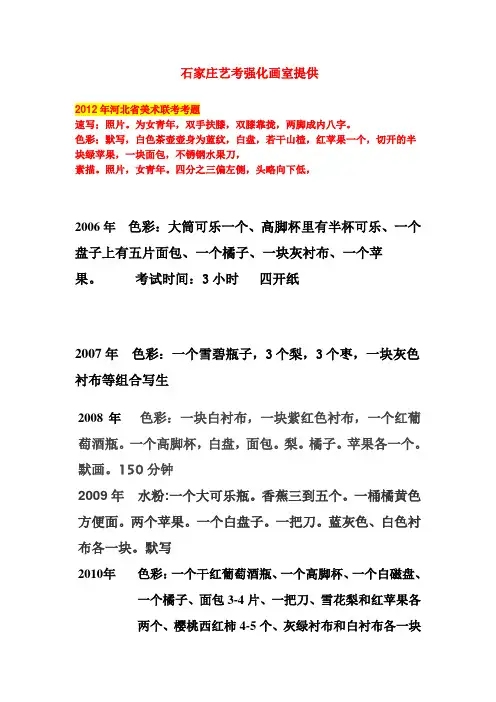 2013年以前的河北省历年美术联考考题
